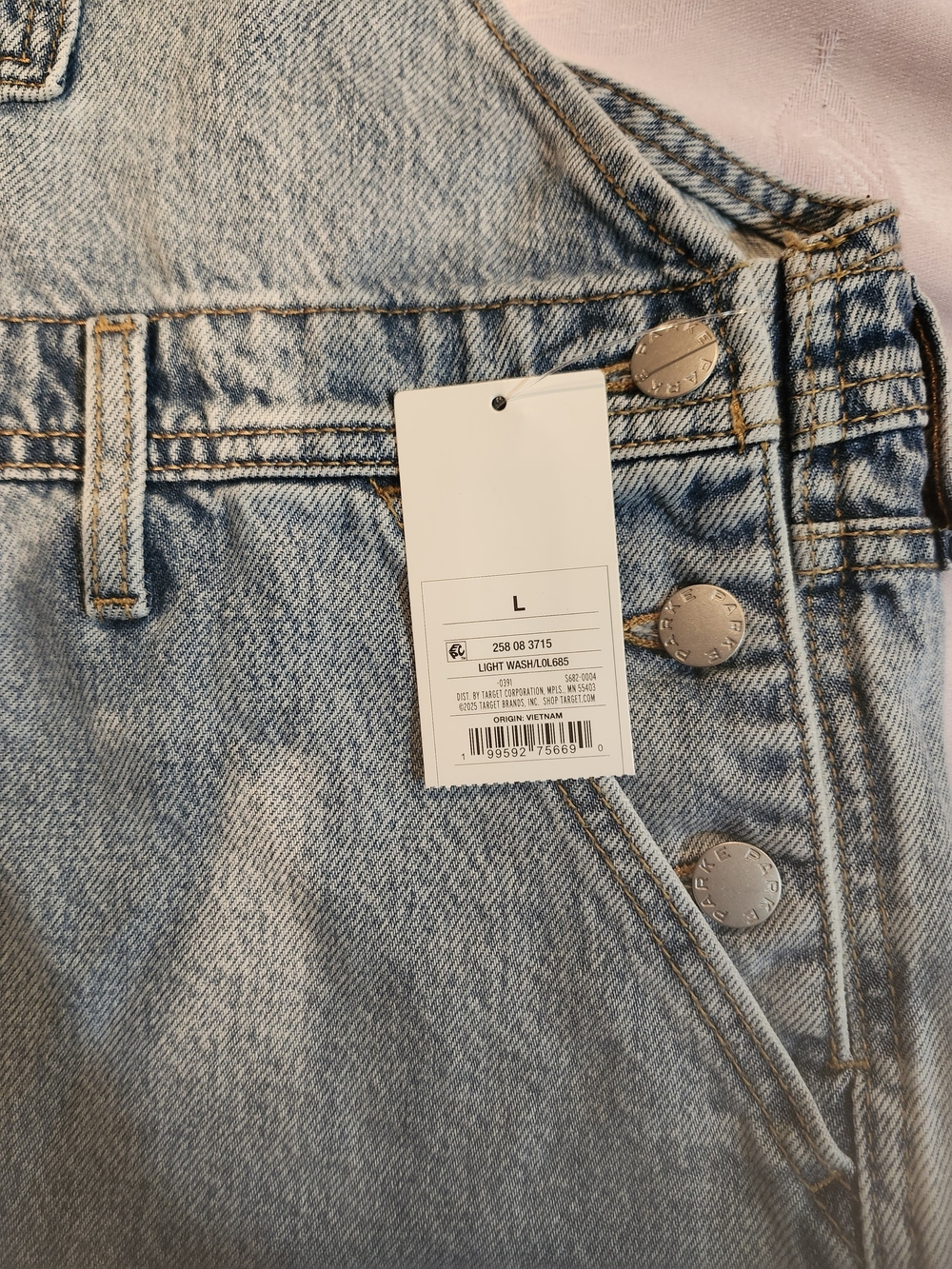 PARKE X TARGET LARGE Light Blue Denim Short Overalls - Women's Jeans - Picture 4 of 5